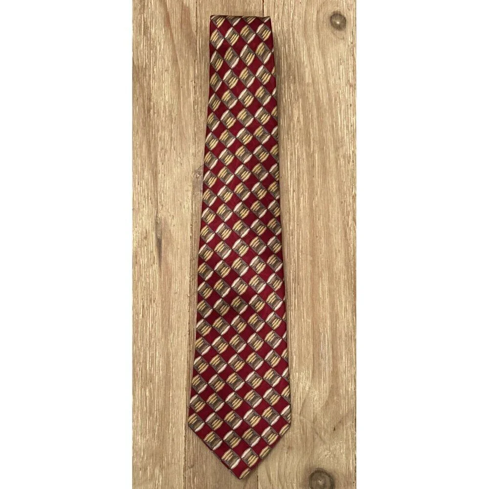 Countess Mara Mens 100% Silk Red Gold Neck Tie Hand Made in Italy